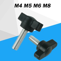 M4 M5 M6 M8 Clamping Thumb Screw T Bolts Black Butterfly Plastic Tee Wing Knob