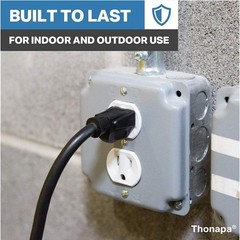 Thonapa 16/3 8 Ft Outdoor Extension Cords – 2 Pack Black Durable Black Cable
