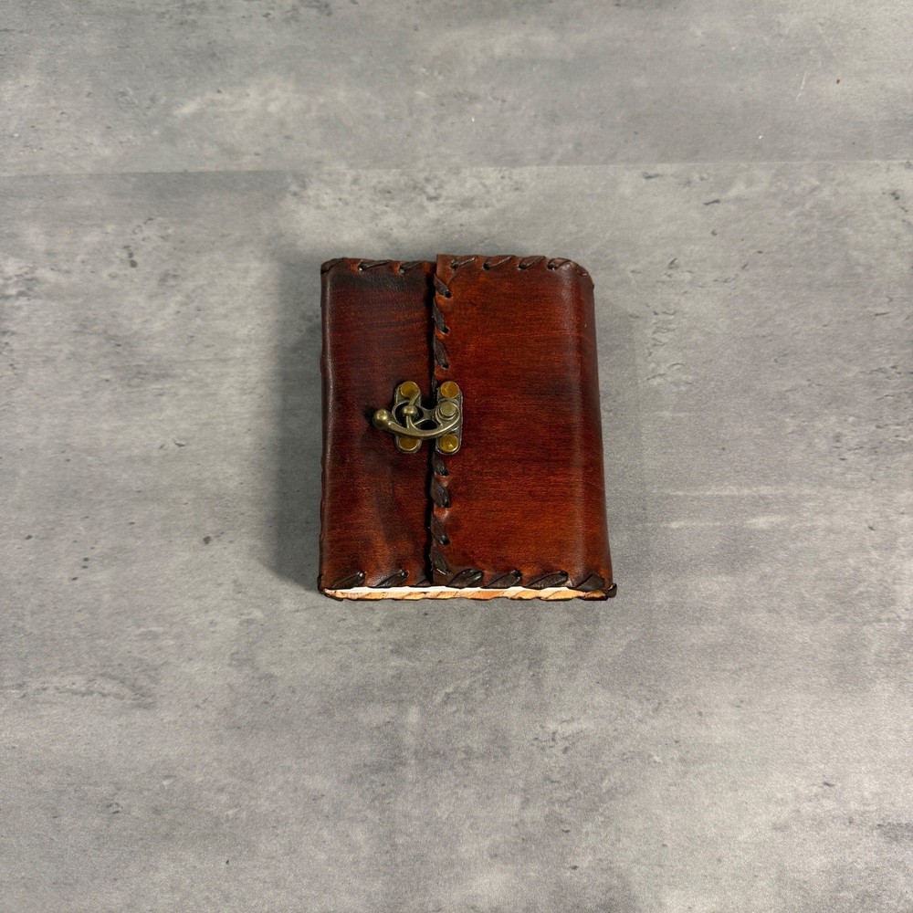 Handmade Leather Journal Brown Rustic Brass Clasp Vintage Pocket Notebook