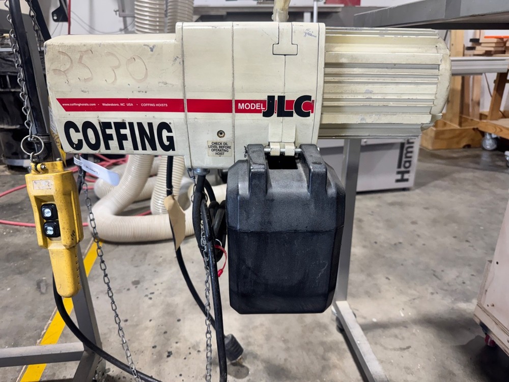 Coffing JLC 1 Ton Electric Chain Hoist W/ Chain Container 10′ Lift 16 FPM