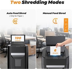 100-Sheet Auto Feed Paper Shredder 4.5 Gall Commercial Cross Cut for Home Office