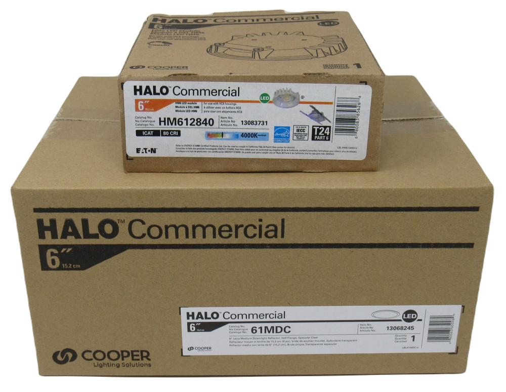 NEW Cooper Halo Recessed Light HM612840 6″ LED Module 4000K + 61MDC Reflector