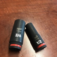 Used 1/2&3/4” Milwaukee SHOCKWAVE Impact Duty 3/8” SAE Deep Impact Rated Socket