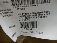 FT100 FILAMENT TAPE 48RLS/CS 18mmx55M CLEAR 59.93 yards per roll 1 Case/48 Rolls
