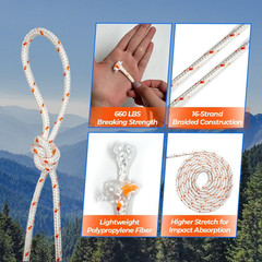 Heavy Duty Polyester Double Braided Rope, Arborist Rigging, Tree Work, Halyard,