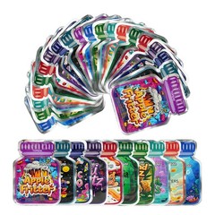100X Vibrant Print Jar Mylar Storage Bag 3.5g Resealable Airtight Zipper Pouches