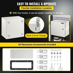 12x12x8in NEMA 4X IP66 304 Stainless Steel Enclosure & Mounting Plate