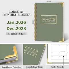 3 Year Monthly Planner 20262028 8.5 x 11 Spiral Bound Notes Pages for School &