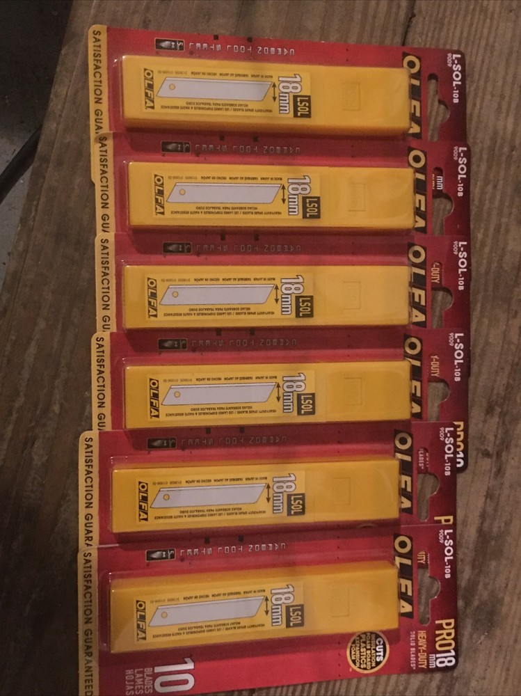 OLFA Heavy-Duty ‘Solid’ Blades 6x 10/pk (OLFA LSOL-10B). 60 Blades Total