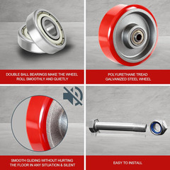 3 Inch Caster Wheels, Polyurethane on Cast Iron Wheel – Heavy Duty Caster