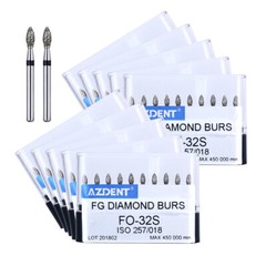 10pcs/kit AZDENT Dental FG Diamond Burs for High Speed Handpiece Friction Grip