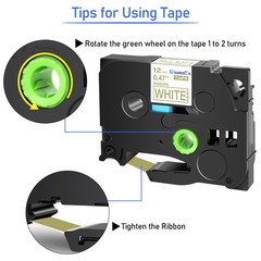 1PK Satin Ribbon Gold on White Compatible with Brother P-Touch Tze TZ-R234 12MM