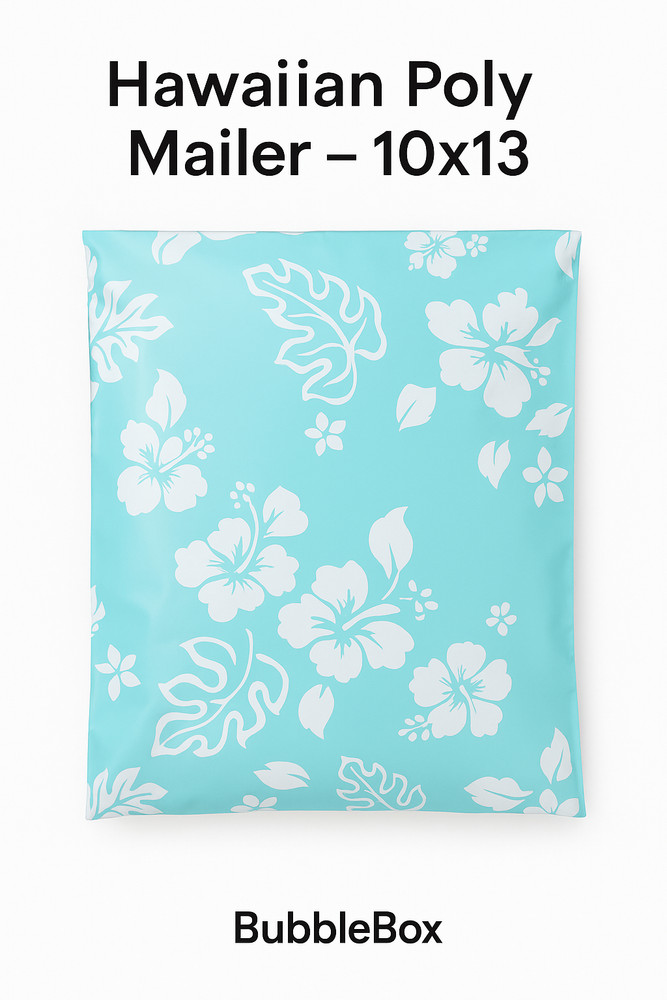 Hawaiian Teal Poly Mailers 10×13 Shipping Envelopes Cute Designer Bags Seal Self