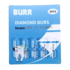 50pcs Dental Diamond Burs FG Round End Taper Pear Football Fine Coarse Grit