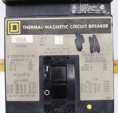 Square D 100 Amp I-Line Circuit Breaker 480 VAC / 250 VDC 3 Pole FA34100