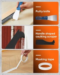 Saker Caulk Gun Kit, Manual Caulking with 11-in-1 Tool Black