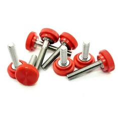 M5 x .8mm Knurled Thumb Screw Bolts with Red Round Clamping Knob Stainless 5mm
