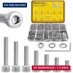 1260pcs M2 Screw Assortment kit, M2*4mm/6mm/8mm/10mm/12mm/16mm/20mm 304 Stainles