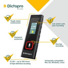 Mini Digital Voice Activated Recorder By Dictopro, 8GB Spy Dictaphone MP3 Player