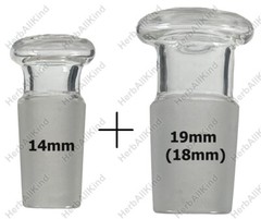 1x 14mm & 1x 19mm ( 18mm ) Glass Plug Set Hollow Cleaning Borosilicate Stopper