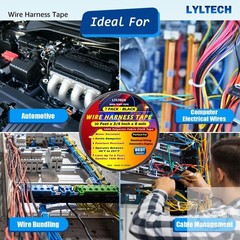 Wire Harness Tape 7 Rolls, Polyester Fabric,Flame Retardant,at 257℉ to -40℉, Wir