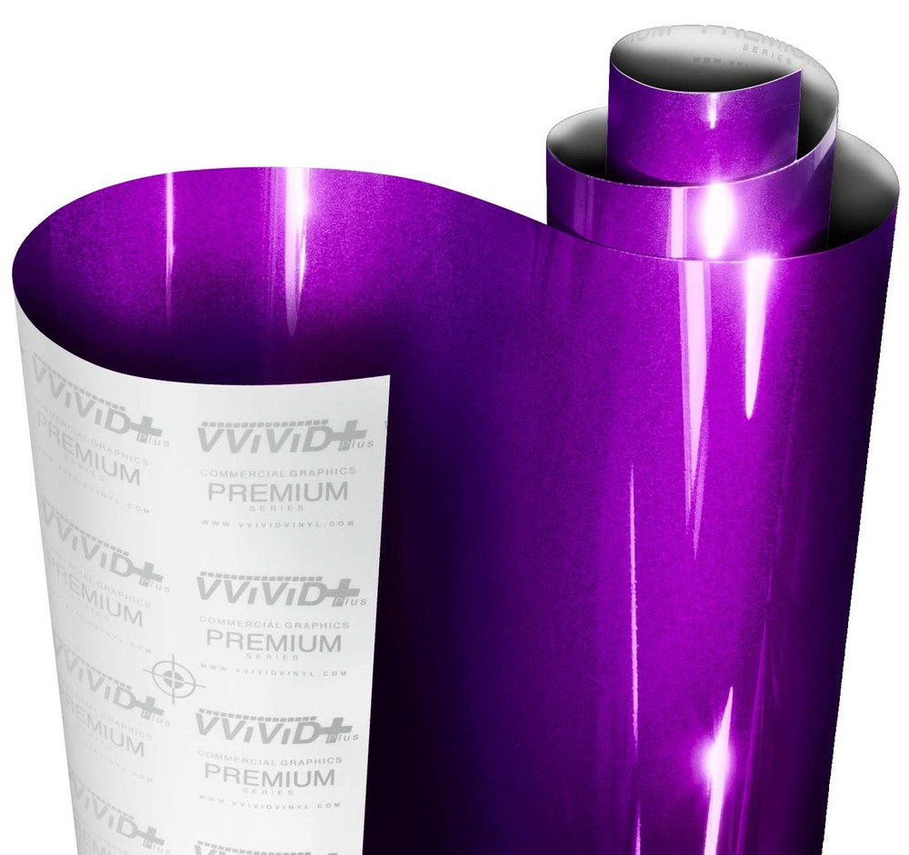 VViViD+ Ultra Gloss Candy Metallic Purple Vinyl Car Wrap Premium Paint Replac…