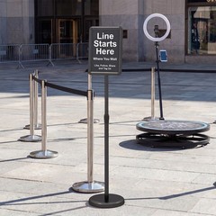 Sign Holder Stand 8.5 x 11 Inch w/ Snap-Open Frame & 360° Rotation for Malls