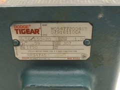 Dodge Tigear 56/150-20 Gearbox 20:1 Reducer 87.5 RPM .59HP LH 56C 307 in-lb