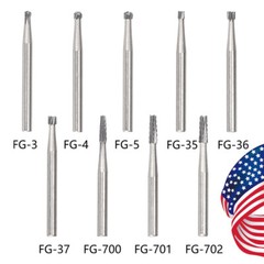 10PCS Dental Carbide Drill Bur Diamond FG1.6mm for High Speed Handpiece Tungsten