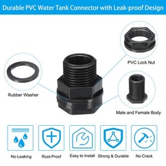 10 Pack Bulkhead Fitting NPT 1/2″ x GHT 3/4″ Water Tank Connector Black