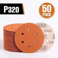 50 PCS 6 Inch 6 Hole Ceramic Sanding Discs P320 Grit, Hook and Loop Orbital