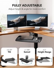 AX WABER Keyboard Tray Under Desk with Storage Drawer, Height Adjustable