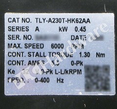 Allen Bradley TLY-A230T-HK62AA Ser A TL-Series 230V 6000RPM 1.3Nm Servo Motor