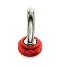 M5 x .8mm Knurled Thumb Screw Bolts with Red Round Clamping Knob Stainless 5mm