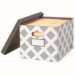Bankers Box 3-Count Decorative, Letter/Legal File Box, Grey, Diamond Design