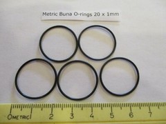 20mm ID x 22mm OD x 1mm thick O-ring. Buna-70. Quan 5.
