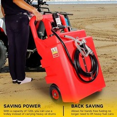 Heavy Duty Portable Fuel Tank w/ Top Handle 13ft Delivery Hose Oil Gun 32 Gallon
