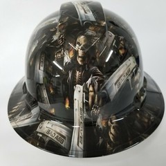 NEW FULL BRIM Hard Hat custom hydro dipped in FULL COLOR BAD ASS SHOOTER REAPER