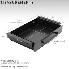 VIVO Black Space Saver Sliding Under Desk Storage Drawer with Pull Handle