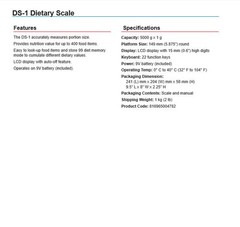 Salter Brecknell DS-1 Dietary Scale 5000×1 gram, 99 Diet Memory,Brand New