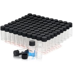 10ml Clear Glass Vials, 100 Pack Small Glass Lab Vials with Screw Caps, Plast…