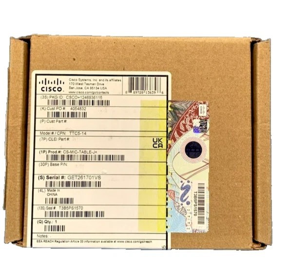 Cisco CS-MIC-TABLE-J Table Microphone. Pristine, New Sealed in its Original Box!