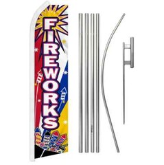 Fireworks (Boom) Swooper Flutter Advertising Flag Pole Kit Fireworks Sold Here