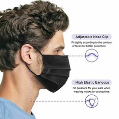50 PCS Black Face Mask Mouth & Nose Protector Respirator Disposable Masks Black