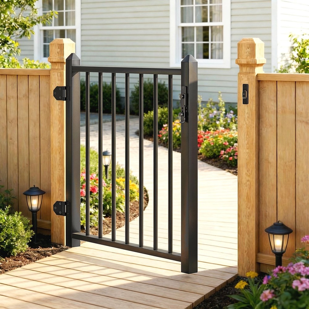 DIY DECK Deck Railing Gate Stainless Steel Black Textured Powder-Coat Finish …