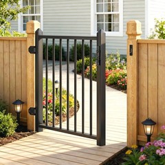 DIY DECK Deck Railing Gate Stainless Steel Black Textured Powder-Coat Finish …