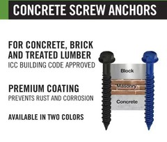 Everbilt Concrete Screws 1/4” X 1-1/4in Concrete Screws