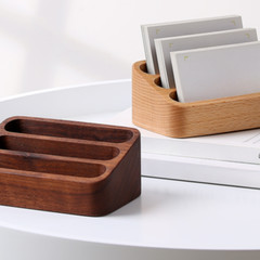 1pcs Wooden Large Capacity Business Card Box Desktop Card Holder Storage Supply