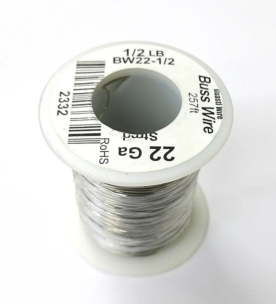 BW22-1/2, 22 Gauge Tinned Copper Bus Wire, 1/2 Pound Roll (257′ Approx.) 22AWG