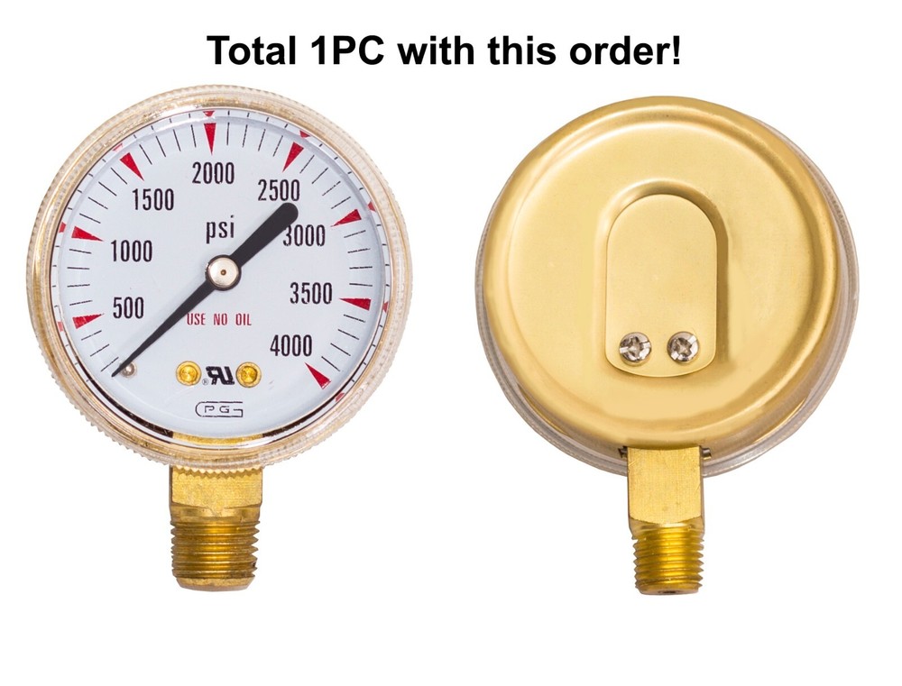 2″ x 4000 PSI High Oxygen Gauge Welding Regulator Replacement, Brass